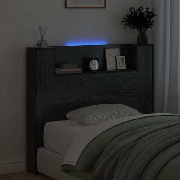 vidaXL Peats LED -ribatuledega Must tamm 120 x 15 x 103,5 cm Tehispuit