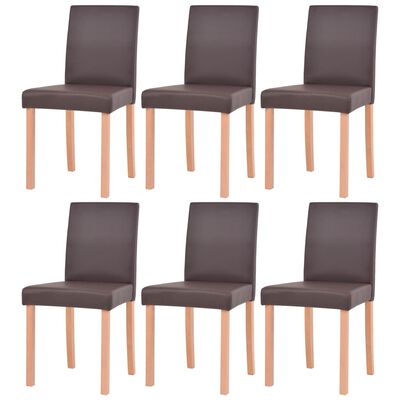 vidaXL söögilaud ja toolid, 7 osa, kunstnahast ja tammepuidust, pruun