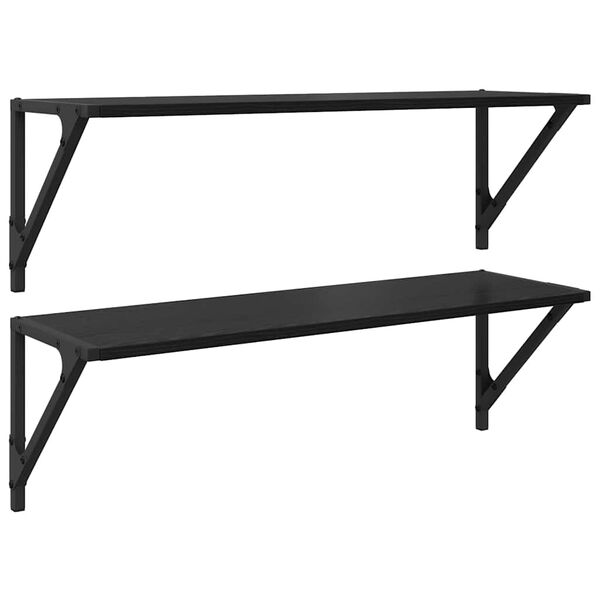 vidaXL Seinakarbid 2 pcs Must tamm 80 x 25 x 25,5 cm Tehispuit