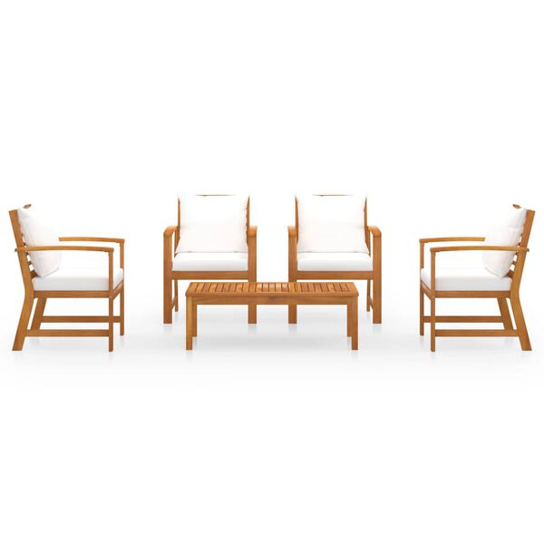 vidaXL 5-osaline aiadiivanikomplekt patjadega, akaatsiapuit