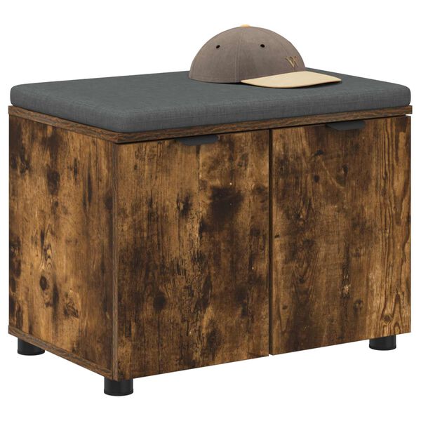 vidaXL Hallipink padjaga uksega Suitsetatud tamm 60 x 38 x 46 cm