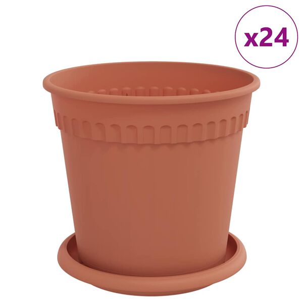 vidaXL Taimepotid 24 pcs Kohviroosa &Oslash; 17 x 14 cm Plastmass
