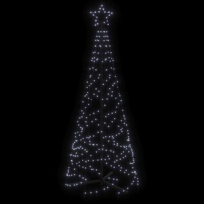 vidaXL koonusekujuline jõulupuu, külm valge, 200 LEDi, 70 x 180 cm