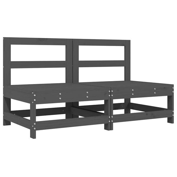 vidaXL keskmised diivaniosad patjadega 2 tk, hall, männipuit