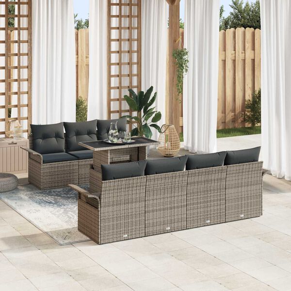 vidaXL Aia Diivanikomplekt padjaga 8 pcs Hall Pol&uuml; Rattan