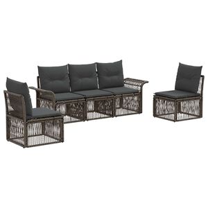 vidaXL Aia Diivanikomplekt 5 pcs Hall pol&uuml;rotang