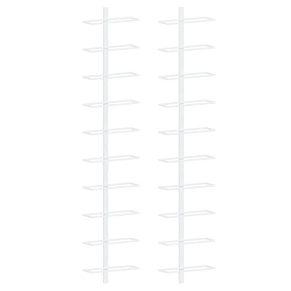 vidaXL seinale kinnitatav veiniriiul 10 pudelile 2 tk, valge, metall
