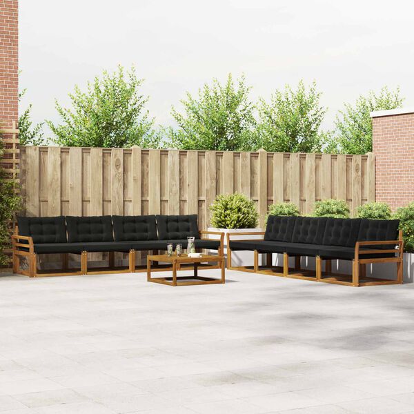 vidaXL V&auml;li diivanikomplekt padjaga 9 pcs Looduslik ja must