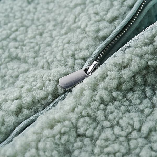 Laste kapuutsiga jakk, kunstkarusnahk, mündiroheline, 92