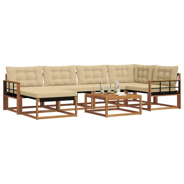 vidaXL V&auml;li diivanikomplekt 19 pcs Looduslik ja beež Tugev akatsiapuu