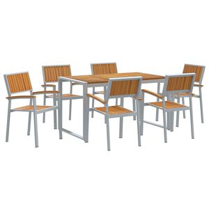 vidaXL Aia s&ouml;&ouml;gilaudade komplekt 7 pcs Hall Tugev akatsiapuu