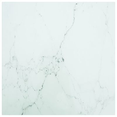 vidaXL lauaplaat, valge 70 x 70 cm, 6 mm, karastatud klaas, marmordisain