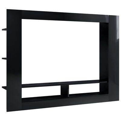 vidaXL telerikapp, kõrgläikega, must 152 x 22 x 113 cm puitlaastplaat
