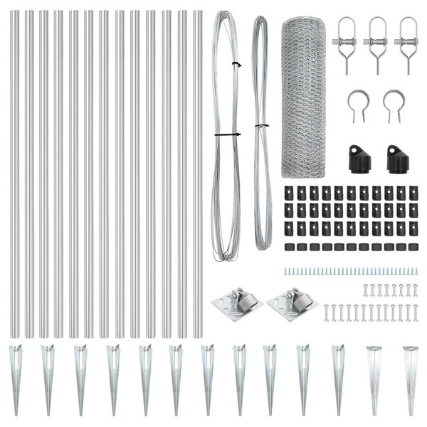 vidaXL Aiapost Hõbedane 25 x 0,8 m (25 mm võrk) Teras