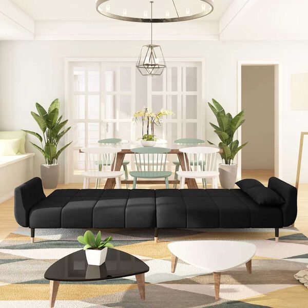 vidaXL 2-kohaline diivanvoodi kahe padjaga, must, samet