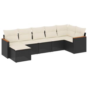 vidaXL 7-osaline aiadiivani komplekt patjadega, must, pol&uuml;rotang