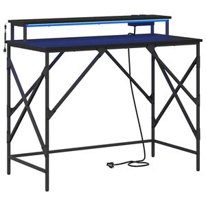 vidaXL Laud LED -ribatuledega Must tamm 100 x 50 x 86,5 cm Tehispuit