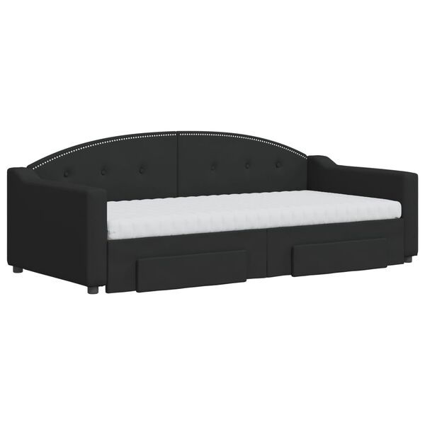 vidaXL diivanvoodi v&auml;ljat&otilde;mmatava osaga, must, 90x190 cm, kangas