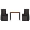 vidaXL 3-osaline aiam&ouml;&ouml;bli komplekt, must, pol&uuml;rotang ja akaatsiapuit