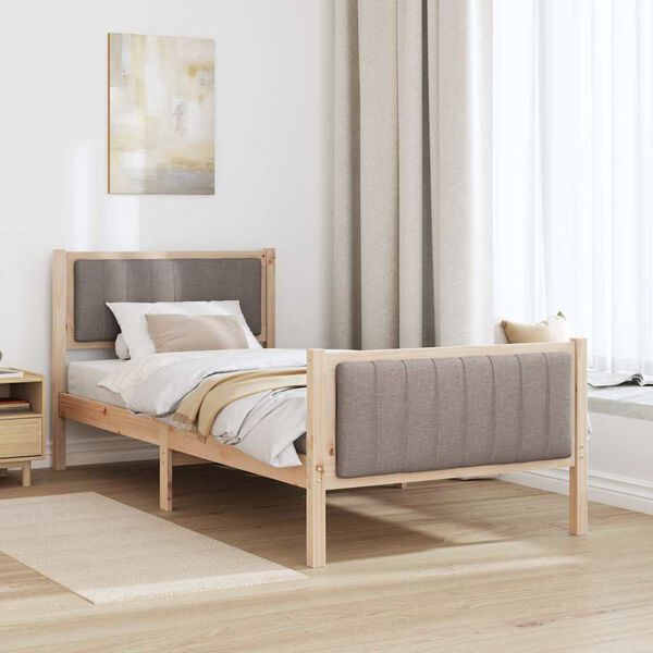 vidaXL Beti raam peaga Pruun ja taupe 90 x 200 cm M&auml;nnipuit