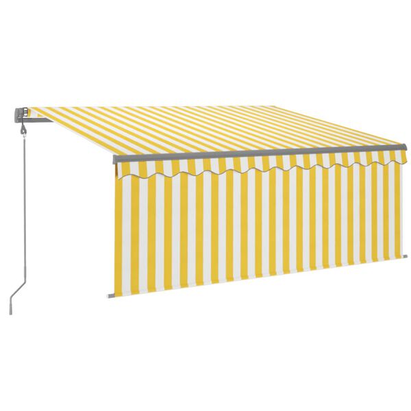 vidaXL automaatne varikatus, tuuleandur LED, 3,5x2,5 m, kollane, valge