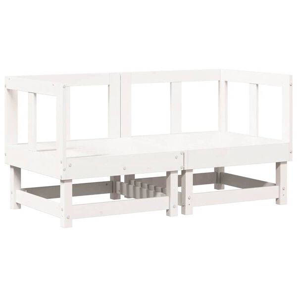 vidaXL nurga diivaniosad patjadega 2 tk, valge, männipuit