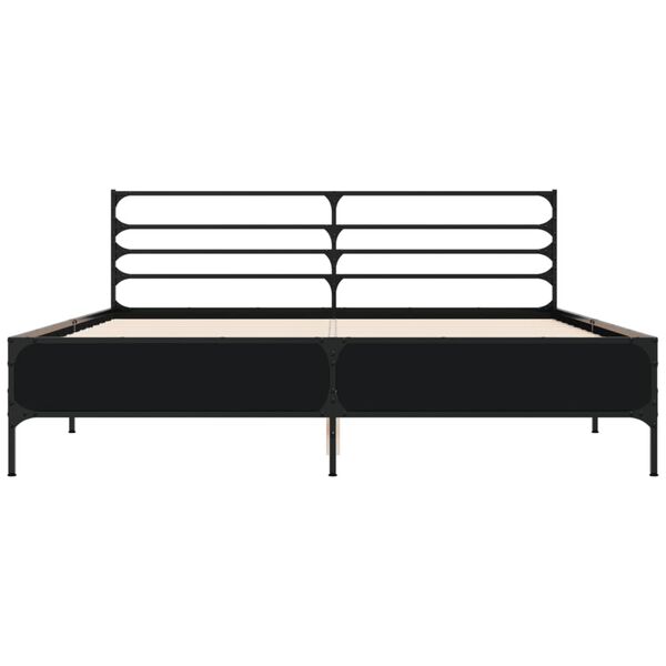 vidaXL voodiraam, must, 160 x 200 cm, tehispuit ja metall