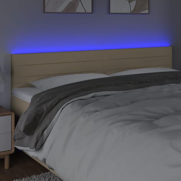 vidaXL LED-voodipeats, kreemjas, 160x5x78/88 cm, kangas