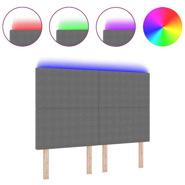 vidaXL LED peatoed LED -ribatuledega peaga Helehall 144 cm kangas