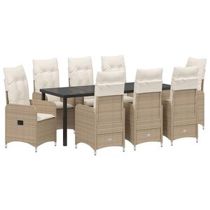 vidaXL Aia s&ouml;&ouml;gilaudade komplekt 9 pcs Beež pol&uuml;rotang