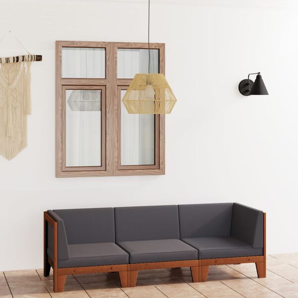 vidaXL 3-osaline aiadiivani komplekt patjadega, akaatsiapuit