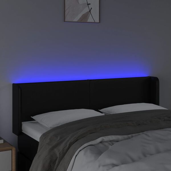 vidaXL LED-voodipeats, must, 147x16x78/88 cm, kunstnahk