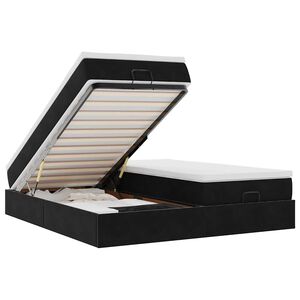 vidaXL Ottomani voodiraam madratsitega, must, 200x200 cm, samet