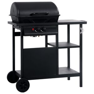 vidaXL gaasigrill kolme riiuliga k&uuml;ljelauaga, must