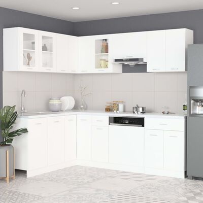 vidaXL 11-osaline köögikapi komplekt, valge, puitlaastplaat