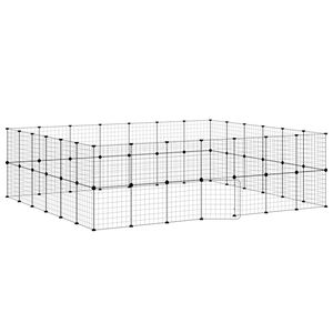 vidaXL 52 paneeliga lemmiklooma aedik uksega, must, 35 x 35 cm, teras