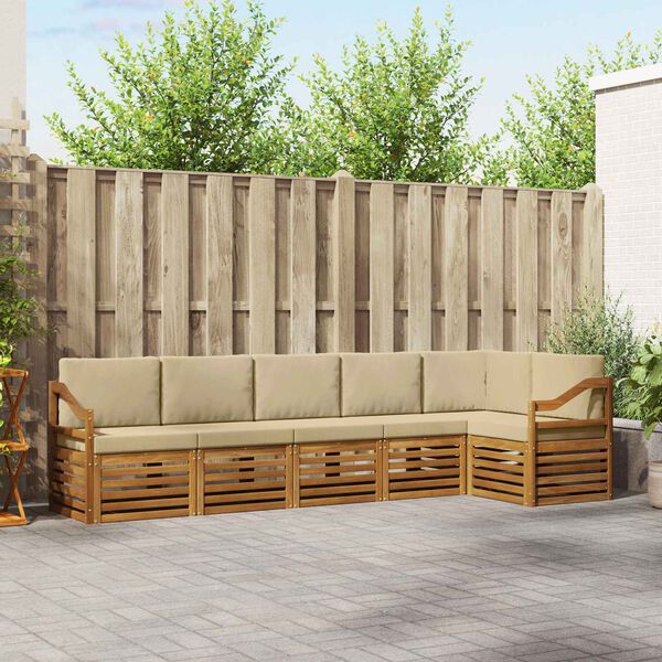 vidaXL Nurgadiivanikomplekt 6 pcs Looduslik ja beež Tugev akatsiapuu