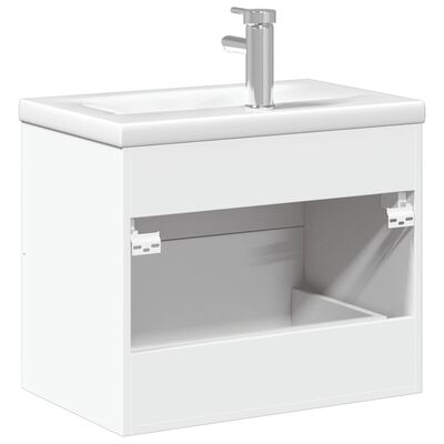 vidaXL vannitoakapp sisseehitatud valamuga, valge