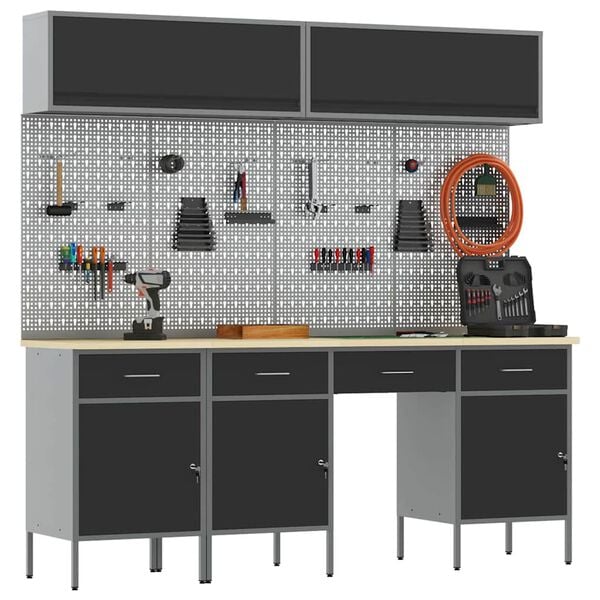 vidaXL T&ouml;&ouml;kappide komplekt sahtliga ladustamisega lukuga 10 pcs Must