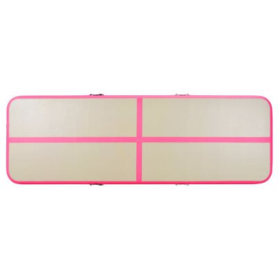 vidaXL täispumbatav võimlemismatt pumbaga 600 x 100 x 10 cm PVC roosa