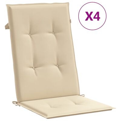 vidaXL kõrge seljatoega toolipadjad 4 tk, beež, 120x50x3 cm, kangas