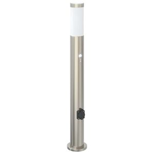 vidaXL anduri ja pistikupesaga postvalgusti, 80 cm, roostevaba teras, IP44