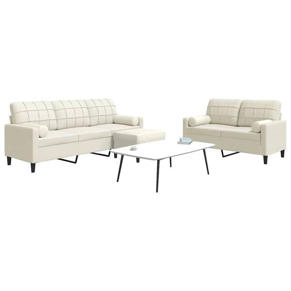 vidaXL 3-osaline diivanikomplekt patjadega, kreemjas, samet