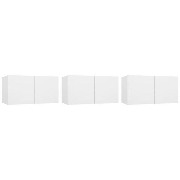 vidaXL seina telerikapid, 3 tk, valge, 60 x 30 x 30 cm