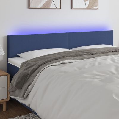 vidaXL LED-voodipeats, sinine, 200x5x78/88 cm, kangas