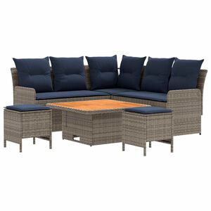 vidaXL M&ouml;&ouml;blisete padjaga 6 pcs Hall ja tumesinine PE rattan