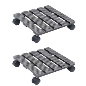 vidaXL ratastel taimealus 2 tk, hall, 30x30x7,5 cm WPC