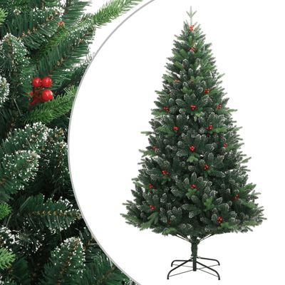 vidaXL kunstlik hingedega jõulupuu punaste marjadega 180 cm
