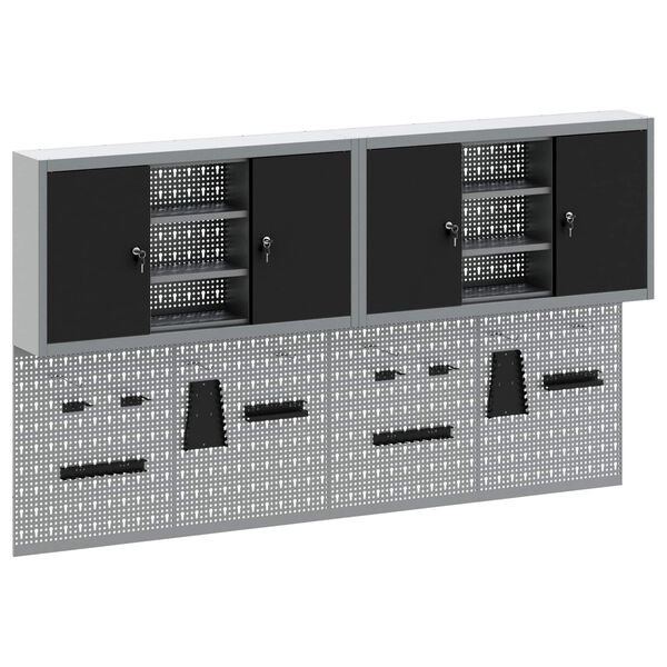 vidaXL T&ouml;&ouml;riistakappide komplekt 6 pcs Must Pulberv&auml;rvitud teras