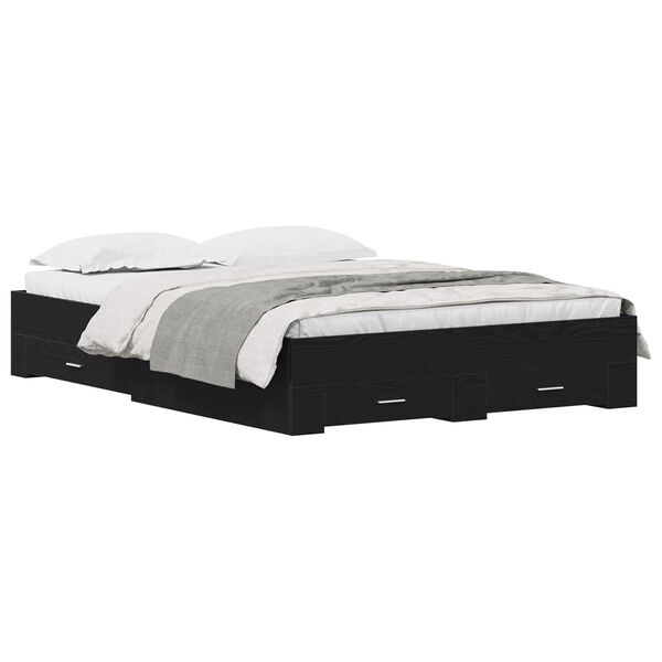 vidaXL Voodi raam sahtliga Must tamm 140 x 190 cm Tehispuit